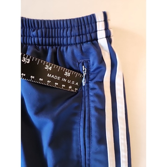 VTG Y2K 90s Adidas Pants Snap Tearaway 3 Stripe Warm Up Swisher Track Blue Men M - Picture 10 of 12